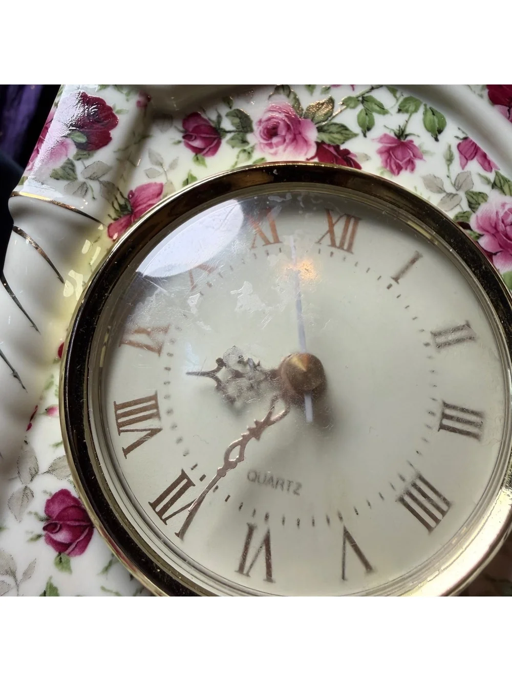 Gorgeous Vintage Coquette Floral Porcelain Desk Clock
